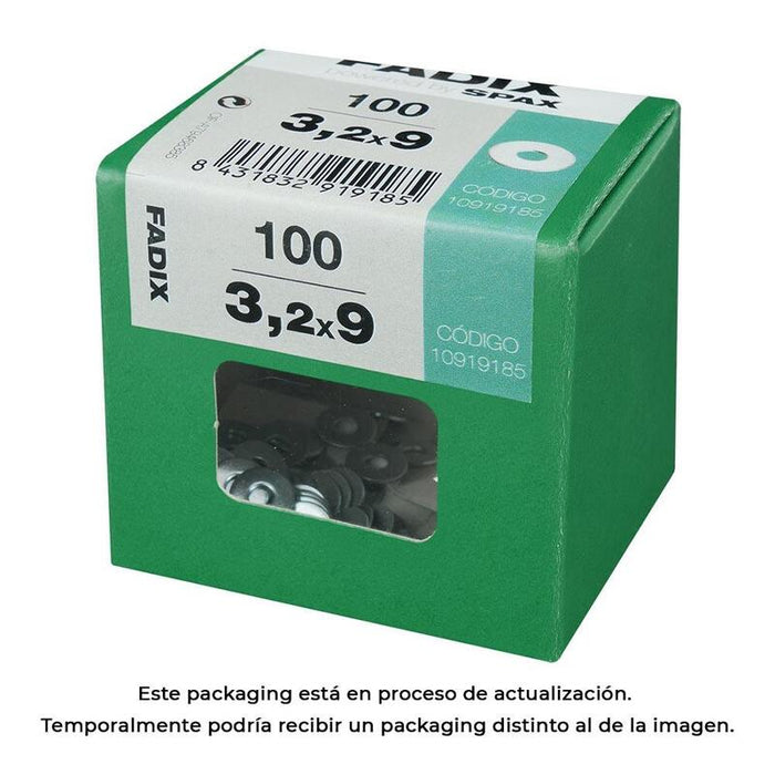 Pack De 5 Unidades - Caja L 100 Unid. Arandela Plana Ancha Cinc 3,2x9mm Fadix