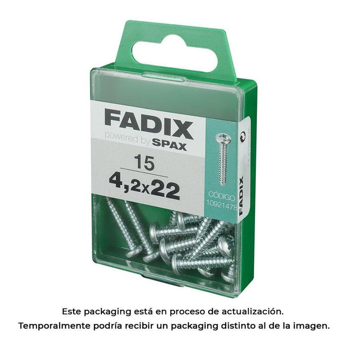 Pack De 5 Unidades - Caja M 15 Unid. Tornillo Rosca Chapa Cr Cinc 4,2x22mm Fadix