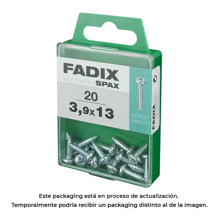 Pack De 5 Unidades - Caja M 20 Unid. Tornillo Rosca Chapa Cr Cinc 3,9x13mm Fadix