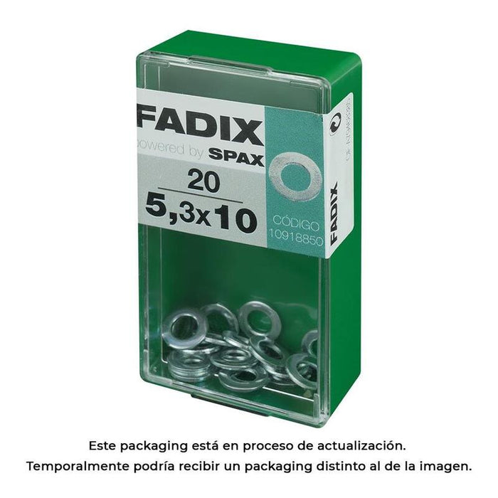 Pack De 5 Unidades - Caja S 20 Unid. Arandela Plana Cinc 5,3x10mm Fadix