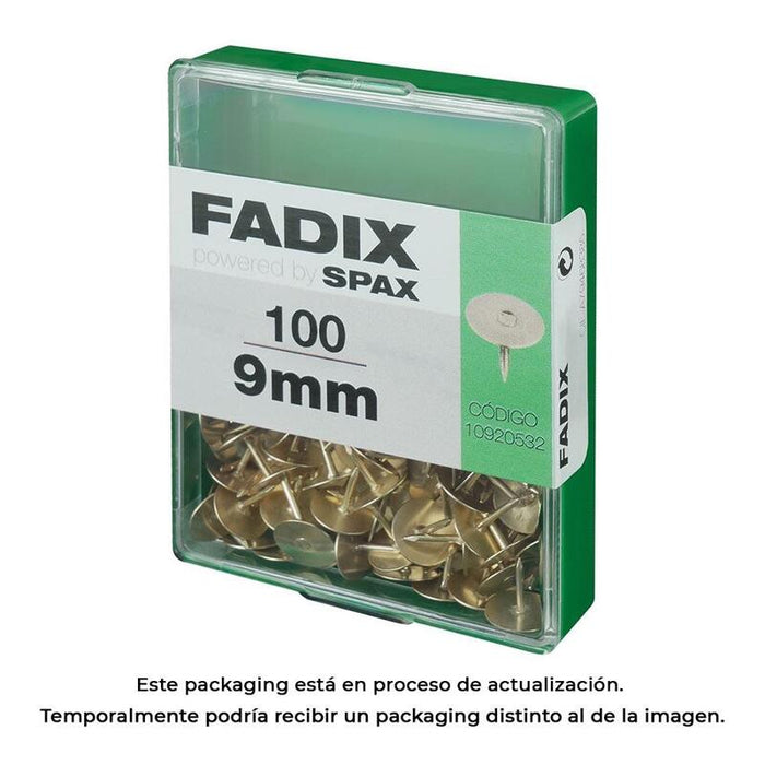 Pack De 5 Unidades - Chincheta Plana Latonada 9 Mm, Caja 100 Uds