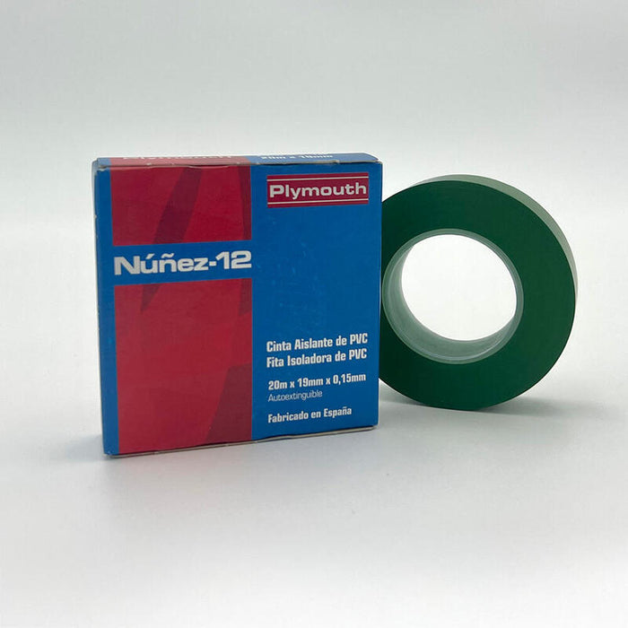 Pack De 5 Unidades - Cinta Aislante Pvc Verde Alta Adhesión 20 M X 19 Mm X 0,15 Mm