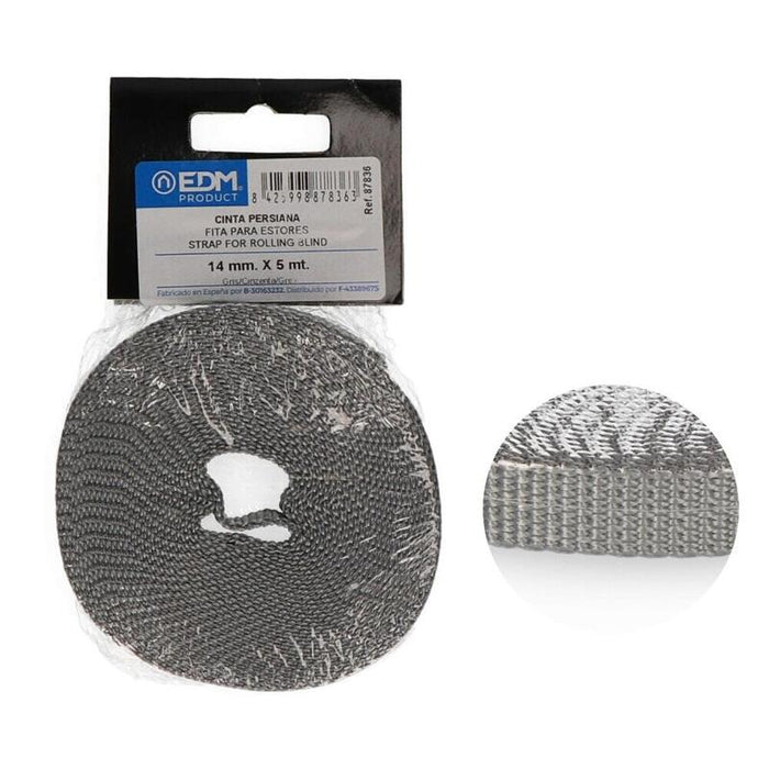 Pack De 5 Unidades - Cinta Persiana Gris 14 Mm X 5 M