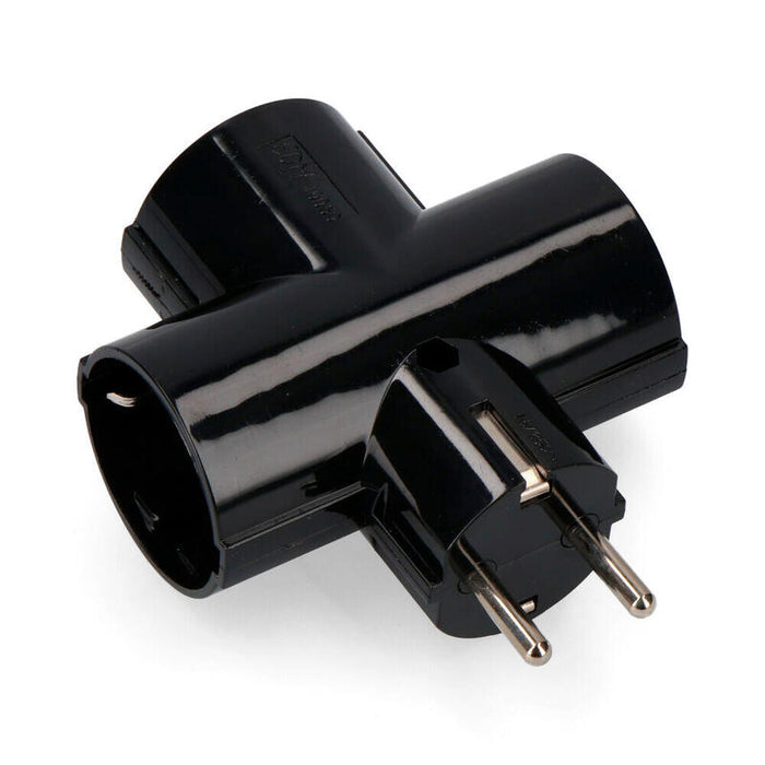 Pack De 5 Unidades - Clavija Triple Con Baquelita T/Tl Tipo F 4,8mm 16a 250v Máx 3680w Negra (Envasada)