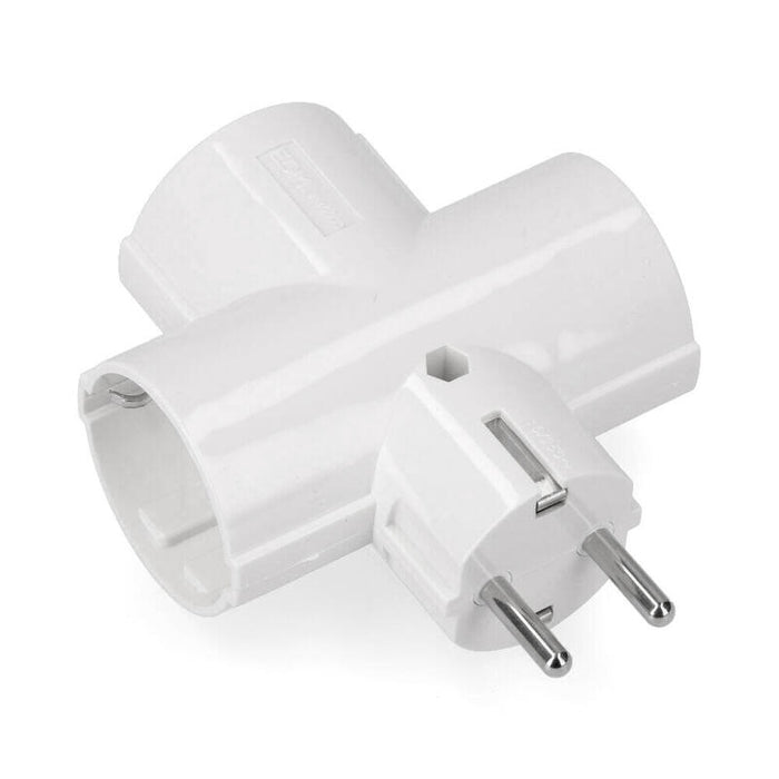 Pack De 5 Unidades - Clavija Triple De Baquelita Tipo F T/Tl 16a 250v Blanca (Envasada)