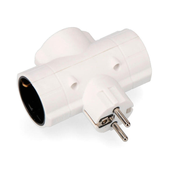Pack De 5 Unidades - Clavija Triple Económica T/Tl Tipo F 4,8mm 16a 250v Máx 3680w Blanca (Envasada)
