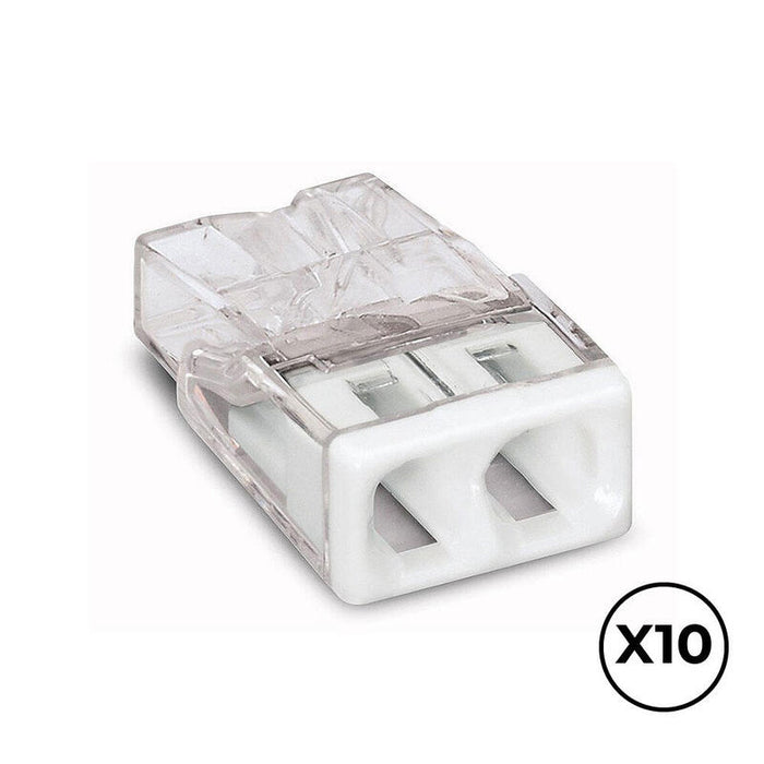 Pack De 5 Unidades - Conector Rápido 2 Vias, Ø Maximo 2,5 Mm², Transparente / Blanca, 10 Uds