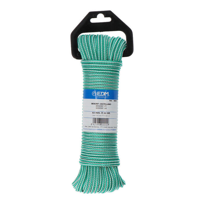 Pack De 5 Unidades - Cordón Trenzada Polipropileno Verde / Blanco, Calibre 4,5 Mm X 15 M