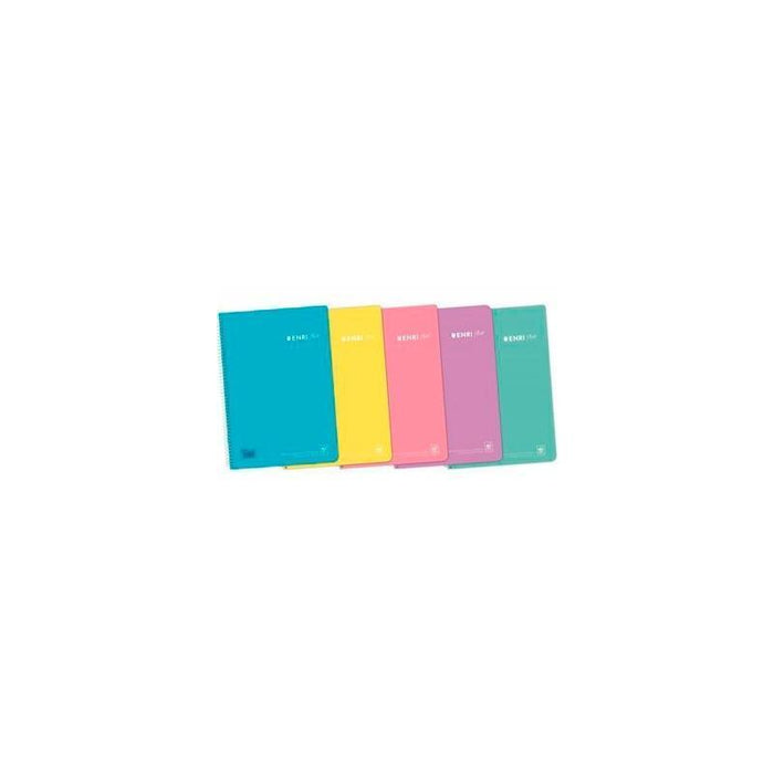 Pack De 5 Unidades Enri Cuaderno Espiral 1/4 80h 4x4mm C/M Tapa Pp C/Surtidos Pastel