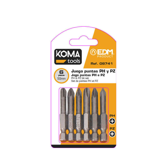 Pack De 5 Unidades - Juego 6 Puntas Ph 1-2-3 Pz 1-2-3 X 50mm