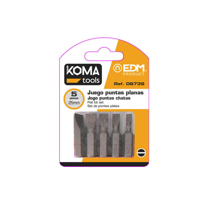 Pack De 5 Unidades - Juego Puntas Planas 5 Piezas X 25mm Koma Tools