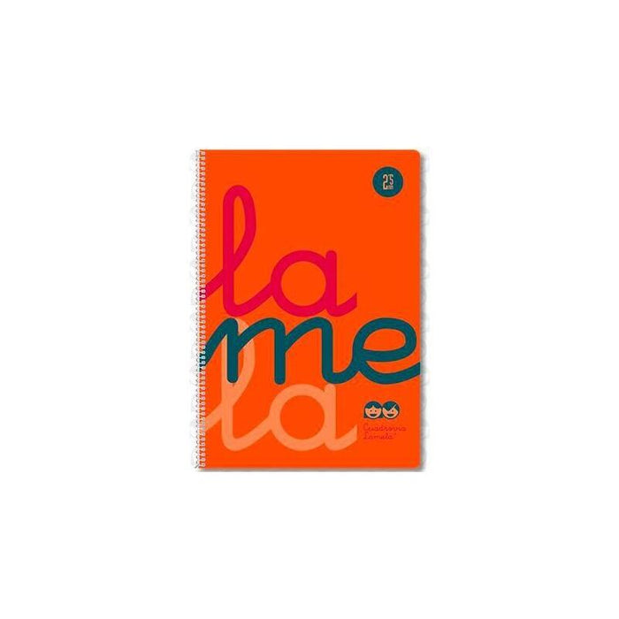 Pack De 5 Unidades Lamela Cuaderno Espiral 80h Folio 90gr Cuadrovía 5mm C/Margen Cubierta Pp Naranja Fluorescente