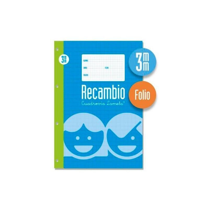 Pack De 5 Unidades Lamela Recambio 100h Folio 70gr Cuadrovía 3mm C/Margen 4 Taladros Offset Blanco