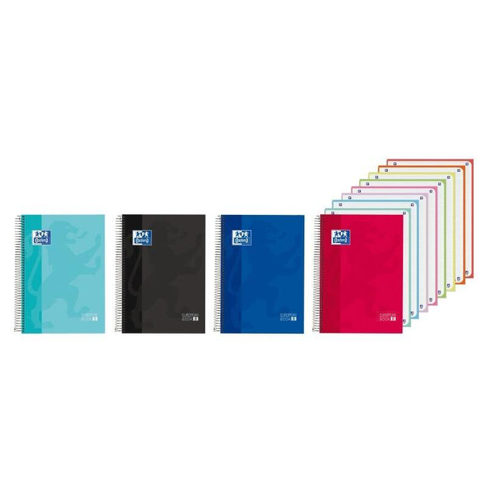 Pack De 5 Unidades Oxford Cuaderno De Espiral - Formato A4+ - 160 Hojas - Cuadricula 5x5 Con Cabecera - Tapa Extradura