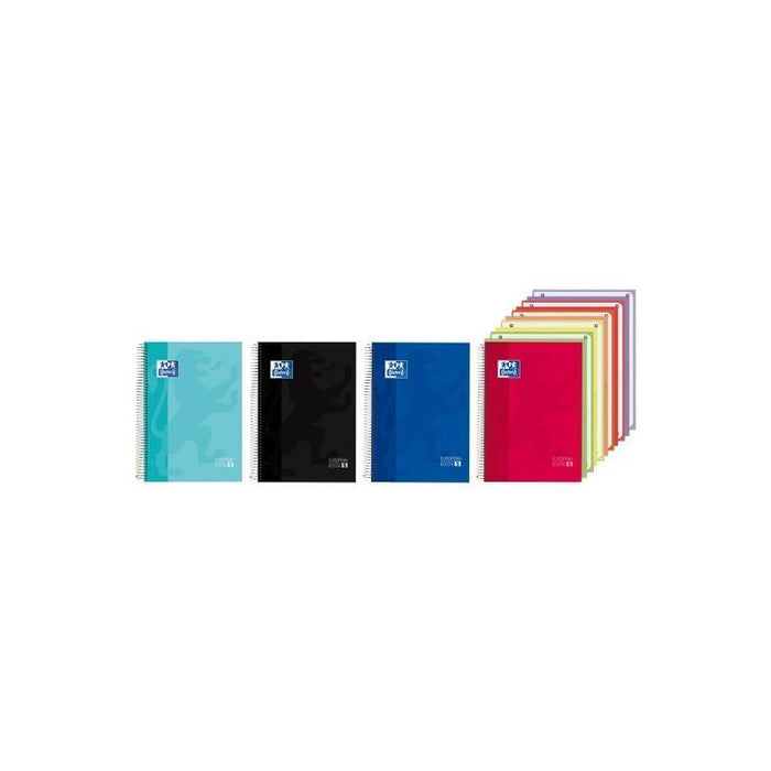 Pack De 5 Unidades Oxford Cuaderno Europeanbook 5 Classic + 5 Bolsas  A4+ 150h 5x5 Write&Erase Tapa Extradura Colores Surtidos