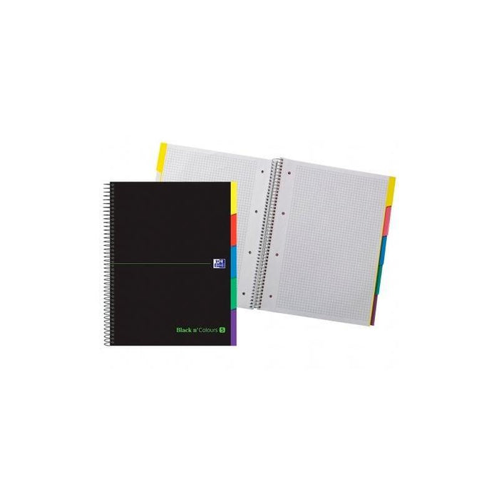 Pack De 5 Unidades Oxford Cuaderno Europeanbook 5 &You 100h A4+ 5x5 Con 5 Pestañas Tapa Extradura Negro