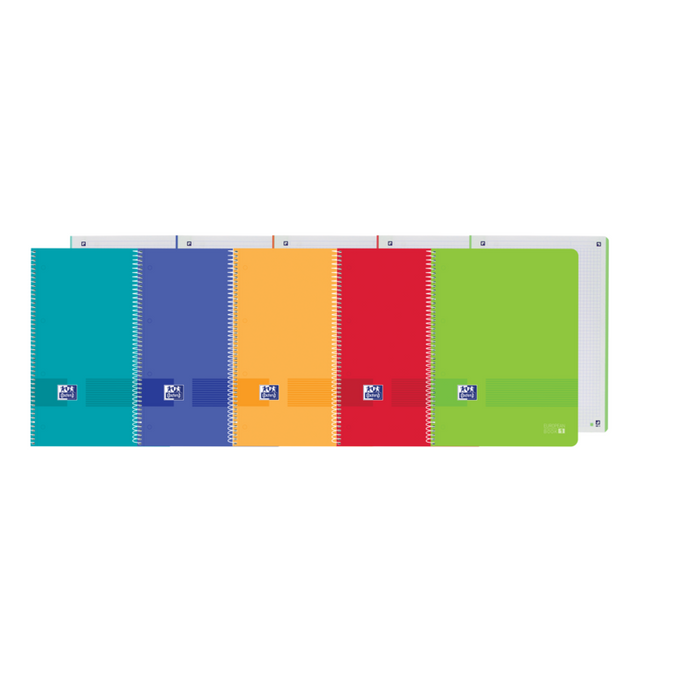 Pack De 5 Unidades Oxford Live&Go Europeanbook 1 Tapa De Plastico A4+ 5x5 - Tamaño A4+ - 80 Hojas - Colores Surtidos