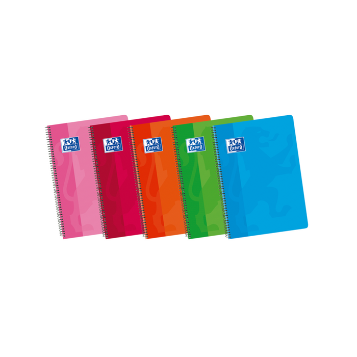 Pack De 5 Unidades Oxford School Classic 4º Cuaderno Espiral Tapa Blanda - 1 Linea Con Margen - 80 Hojas - Colores