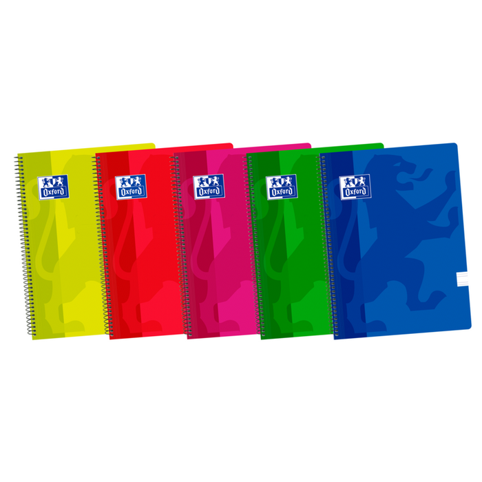 Pack De 5 Unidades Oxford School Classic Fº Cuaderno Espiral - Tapa De Plastico - Pauta 3.5 Con Margen - 80 Hojas -
