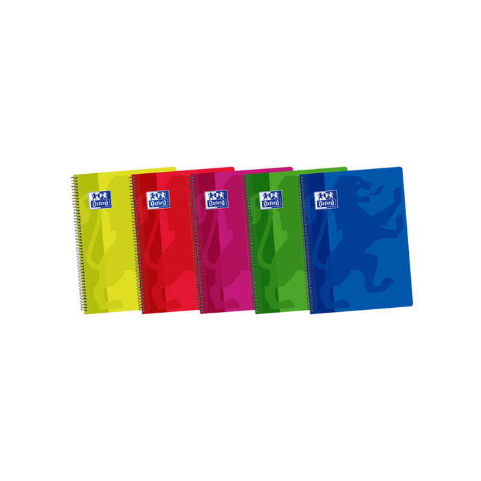 Pack De 5 Unidades Oxford School Classic Fº Cuaderno Espiral - Tapa De Plastico Resistente - 1 Linea Con Margen Para
