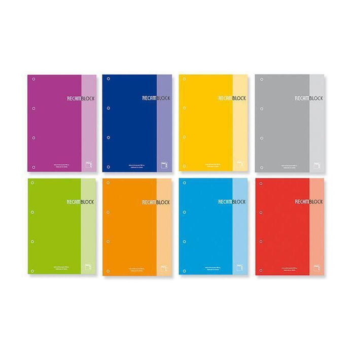 Pack De 5 Unidades Pacsa Recambio 100h A4 Encolado 90gr 5x5 4 Taladros Recamblock Rojo