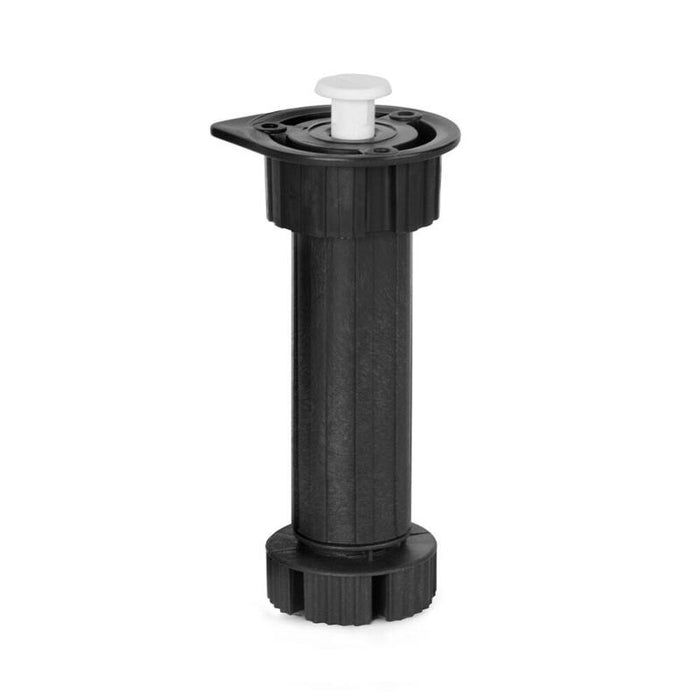 Pack De 5 Unidades - Pata Regulable Para Mueble De Cocina, Modelo 409, De Abs Con Tapón Y Acabado Negro, Ø49 X 138/158 Mm, Blíster 4 Uds