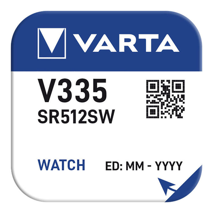 Pack De 5 Unidades - Pila De Boton Sr512sw - V335 Varta 100mah (Blister 1 Unid.) Ø5,8x1,25mm