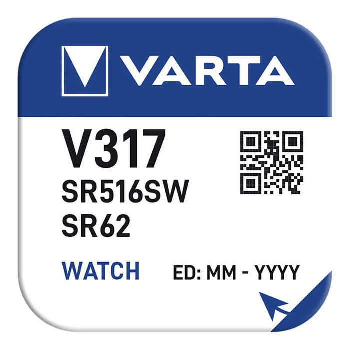 Pack De 5 Unidades - Pila De Boton Sr62- V317 Varta 10,5mah (Blister 1 Unid.) Ø5,8x1,65mm
