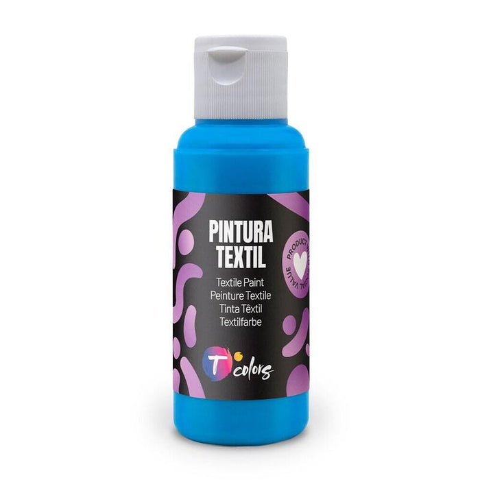 Pack De 5 Unidades - Pintura Textil Azul Cyan, 80 Ml