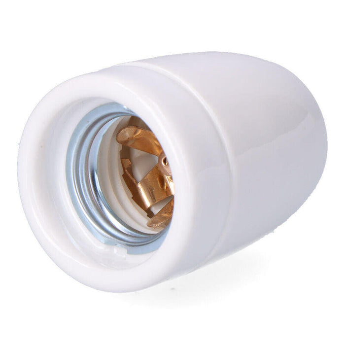Pack De 5 Unidades - Portalámparas Cerámico Vintage E27, 100 W 250 V, Blanco, Ø47 X 59 Mm (Retractilado)
