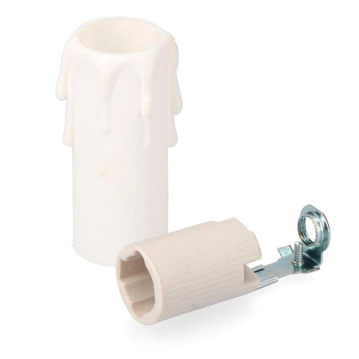 Pack De 5 Unidades - Portalamparas E14 + Vela Corta Porcelana Envasado 44120