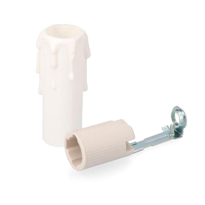 Pack De 5 Unidades - Portalamparas E14 + Vela Mediana Porcelana Envasado 44125