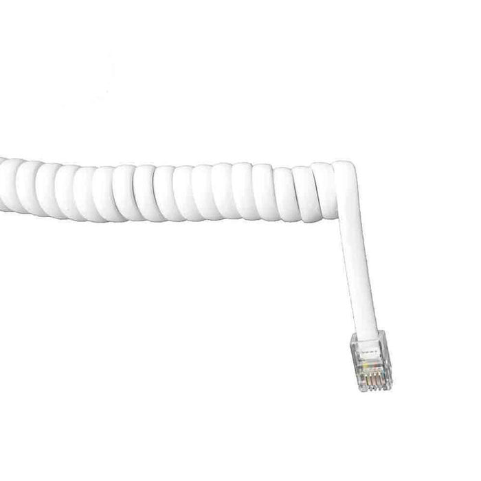 Pack De 5 Unidades - Prolongación Telefónica Rizada 2,5m A 4m 4 Vias Blanca Macho-Macho 6v