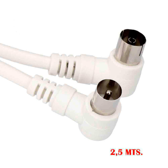 Pack De 5 Unidades - Prolongación Tv Acodada 9,5 Mm 2,5m Envasada Blanca