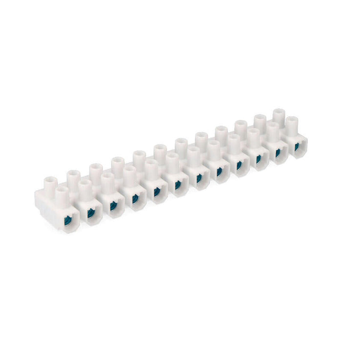 Pack De 5 Unidades - Regleta De Conexion De 25 Mm , 12 Conectores, Homologada, Blanca (Envasada)