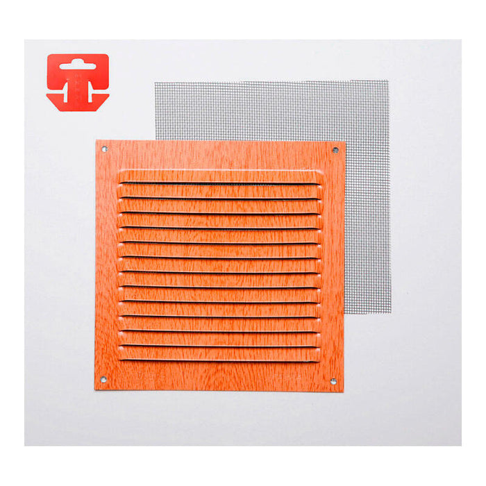 Pack De 5 Unidades - Rejilla Con Mosquitera. Aluminio 0.6 Imitacion Haya 150x150mm (G)