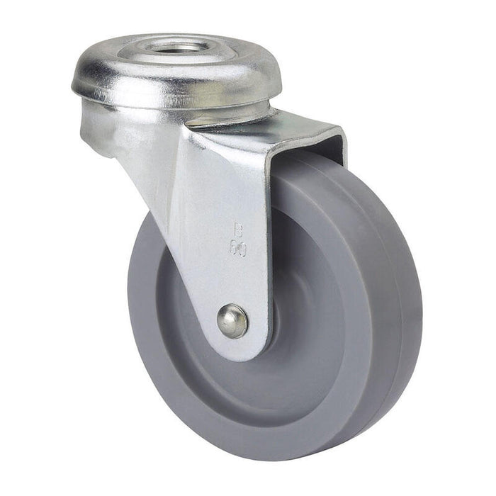 Pack De 5 Unidades - Rueda Giratoria Con Agujero Y Eje Liso, Color Gris, Carga Máx. 15 Kg, Ø 3 Cm