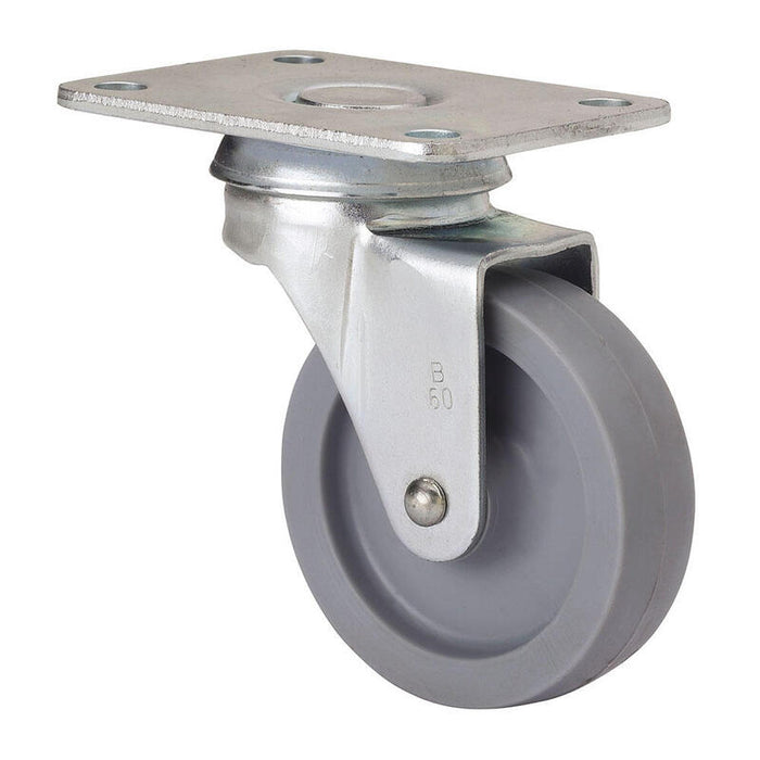 Pack De 5 Unidades - Rueda Giratoria Con Placa Y Eje Liso, Color Gris, Carga Máx. 22 Kg, Ø 4 Cm