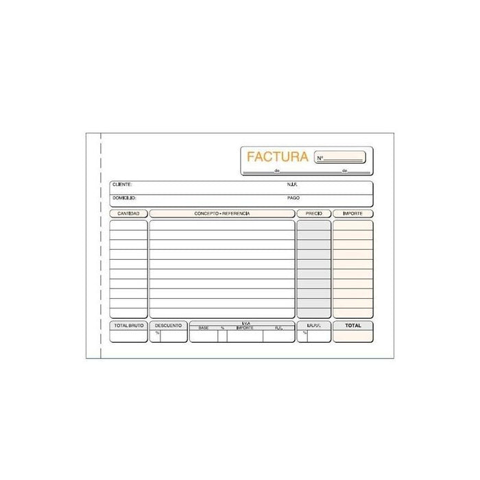 Pack De 5 Unidades Talonario Facturas Cuarto Natural Triplicado Autocopia