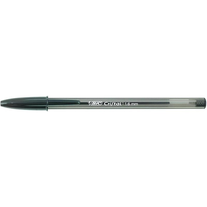 Pack De 50 Unidades Bic Cristal Large Boligrafo De Bola - Punta Gruesa De 1.6mm - Trazo De 0.60mm - Tinta Con Base De Aceite - Translucido - Color Negro
