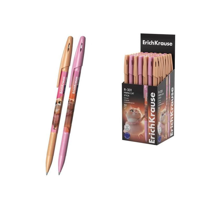 Pack De 50 Unidades Erichkrause R-301 Stick Prima Cat Boligrafo Con Capuchon - Modelos Surtidos - Trazo 0.35mm - Tinta