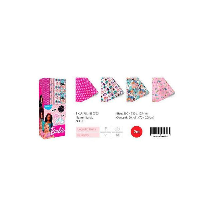 Pack De 50 Unidades Europrice Papel De Regalo Rollo 70cm X 2m Barbie