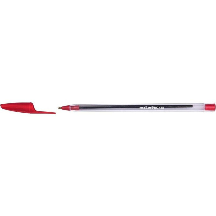 Pack De 50 Unidades Molin Boligrafo De Bola Punta Media - Tinta Aceite - Secado Rapido - Rojo