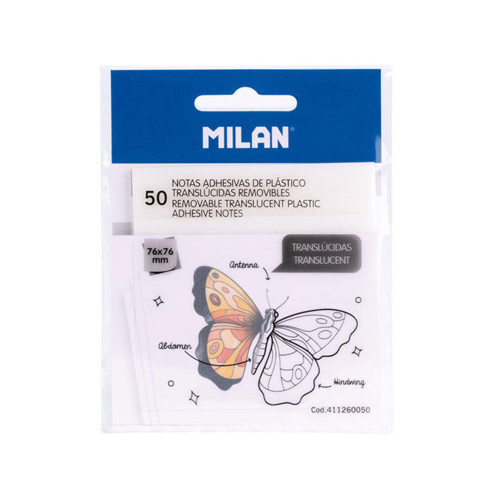 Pack De 6 Unidades - Bloc 50 Notas Adhesivas Translúcidas Removibles Transparentes 76 X 76 Mm