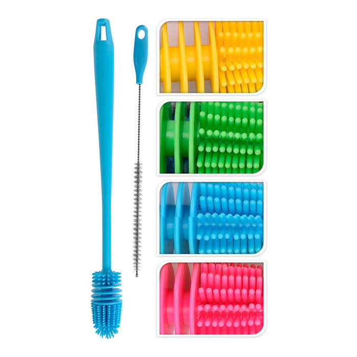 Pack De 6 Unidades - Cepillo Limpia Botellas Colores Surtidos, 2 Uds