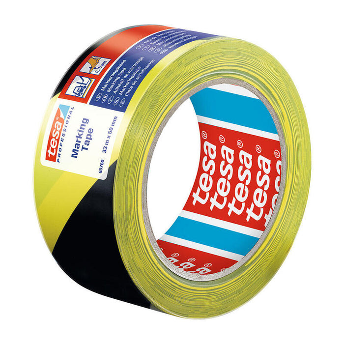 Pack De 6 Unidades - Cinta De Balizar Adhesiva Negro/Amarillo 50 Mm X 33 M
