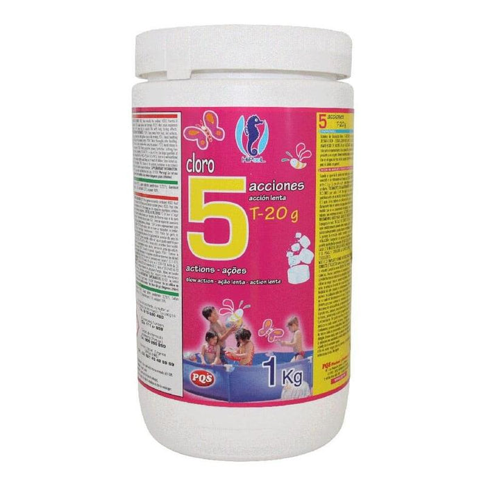 Pack De 6 Unidades - Cloro 5 Acciones, Tabletas De 20 G, Bote 1 Kg