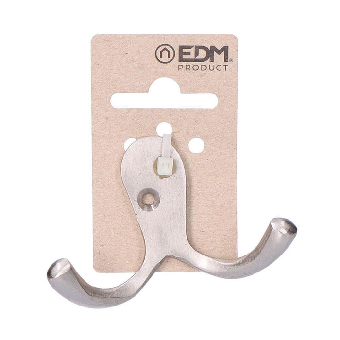 Pack De 6 Unidades - Colgador Doble Laton Niquel Mate En Cartón Colgante Edm