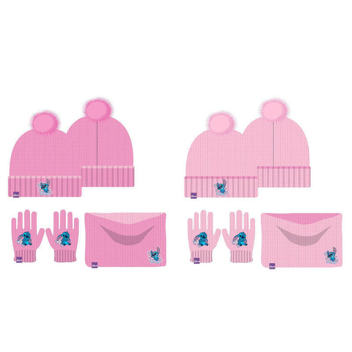 Pack De 6 Unidades - Conjunto Gorro Guantes Braga Cuello Stitch Disney Infantil