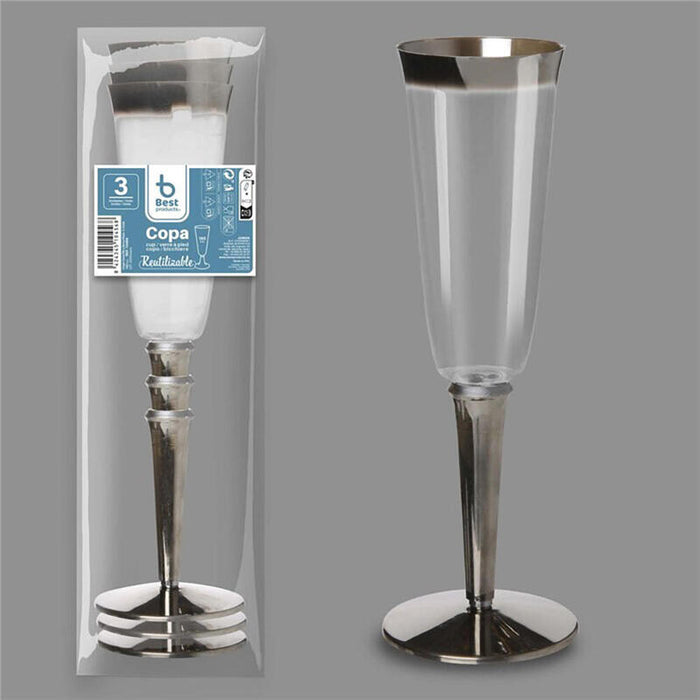 Pack De 6 Unidades - Copa Para Cava Reutilizable, 3 Unidades. Capacidad 180 Cc